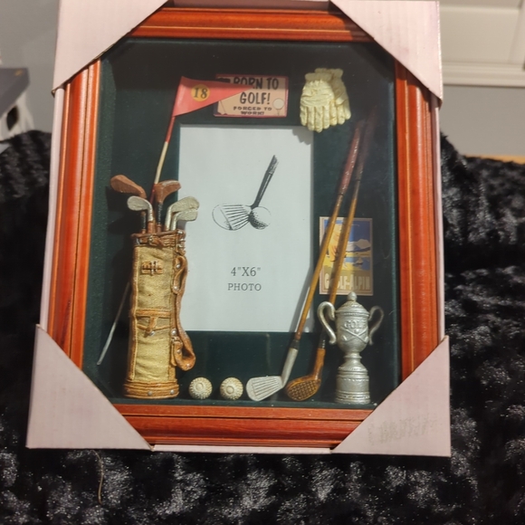 Born To Golf 3D Glass Covered Wood Frame Shadow Box Picture Frame New In Box - Picture 4 of 4